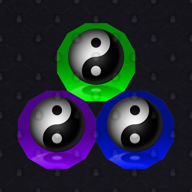 Yin Yang Triangle - Green, Blue and Purple by The Black Panther